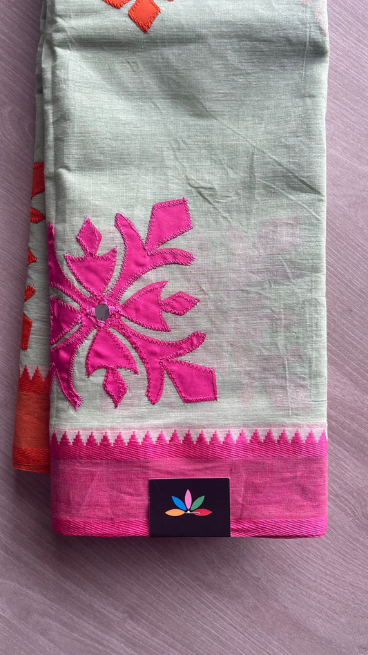 Appliqué work Bengal Cotton Saree (Without blouse) -26133