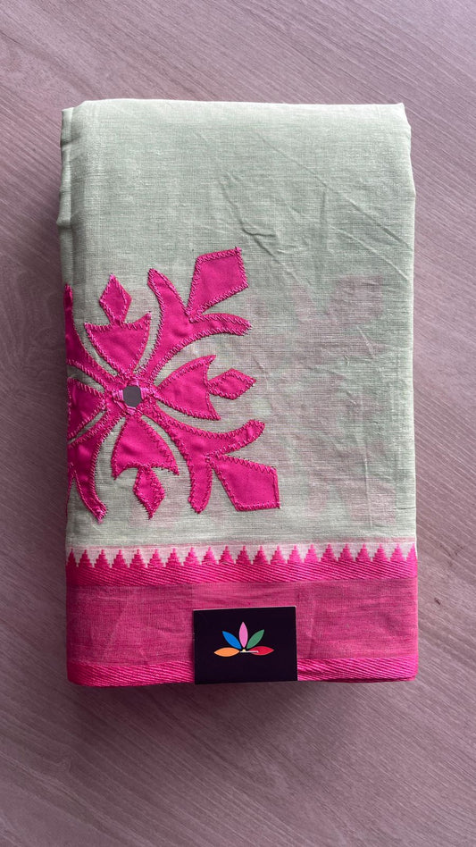 Appliqué work Bengal Cotton Saree (Without blouse) -26133