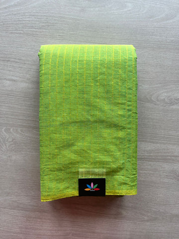 Parrot Green Simple Zari Checks Cotton Starched Saree (Without blouse) -29630-29631