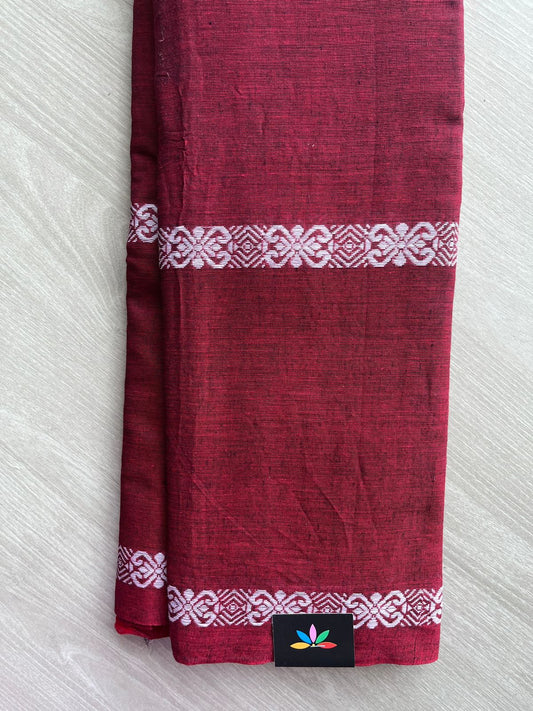 Maroon Handloom Bengal Soft Cotton Saree (Without blouse) -30868