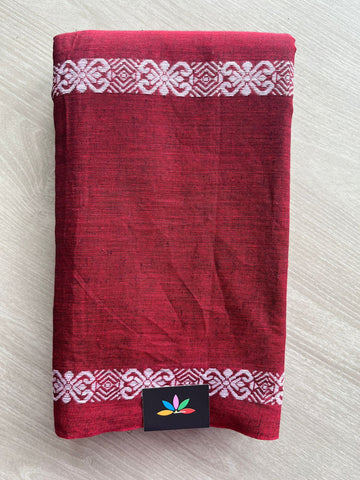 Maroon Handloom Bengal Soft Cotton Saree (Without blouse) -30868