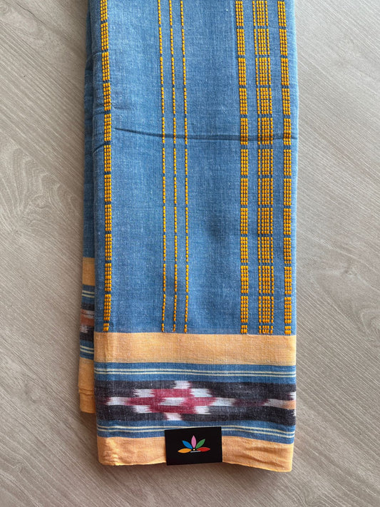 Dusty Steel Blue Handloom Bengal Soft Cotton Saree (Without blouse) -30882