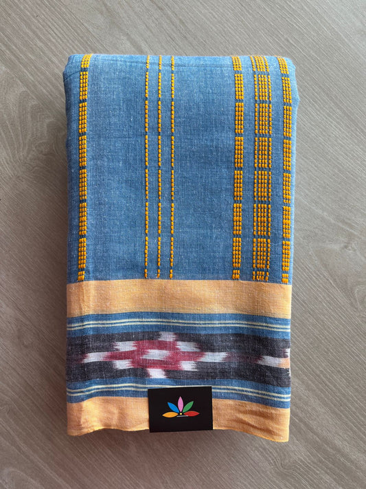 Dusty Steel Blue Handloom Bengal Soft Cotton Saree (Without blouse) -30882