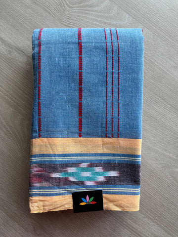 Dusty Steel Blue Handloom Bengal Soft Cotton Saree (Without blouse) -30883