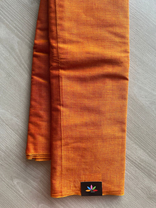 Double Tone (Orange Peel Shade/Deep Red) Solid Weave Bengal Soft Cotton Saree (Without blouse) -30914-30915