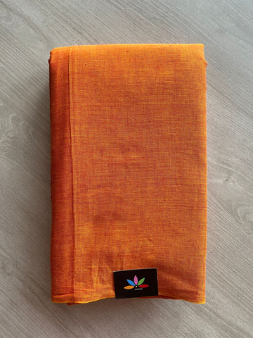 Double Tone (Orange Peel Shade/Deep Red) Solid Weave Bengal Soft Cotton Saree (Without blouse) -30914-30915