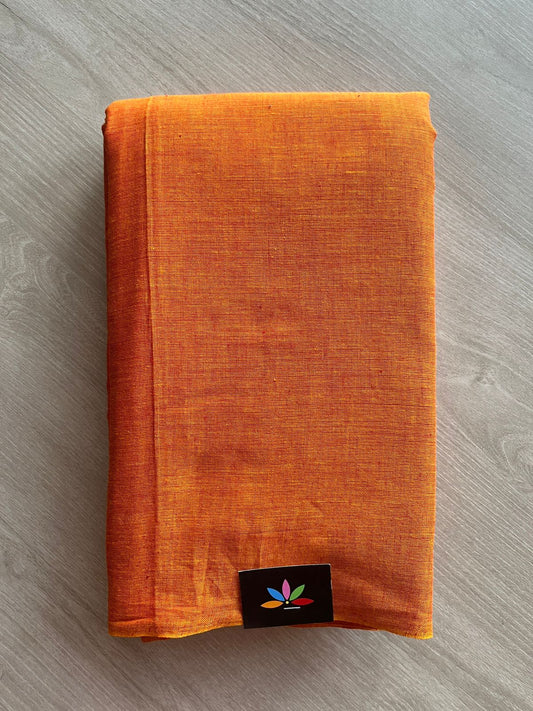 Double Tone (Orange Peel Shade/Deep Red) Solid Weave Bengal Soft Cotton Saree (Without blouse) -30914-30915