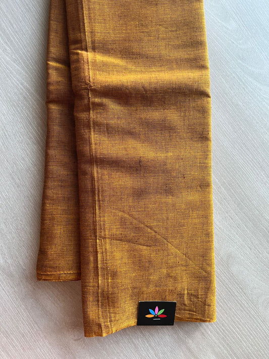 Double Tone (Mustard Gold/Black) Solid Weave Bengal Soft Cotton Saree (Without blouse) -30918