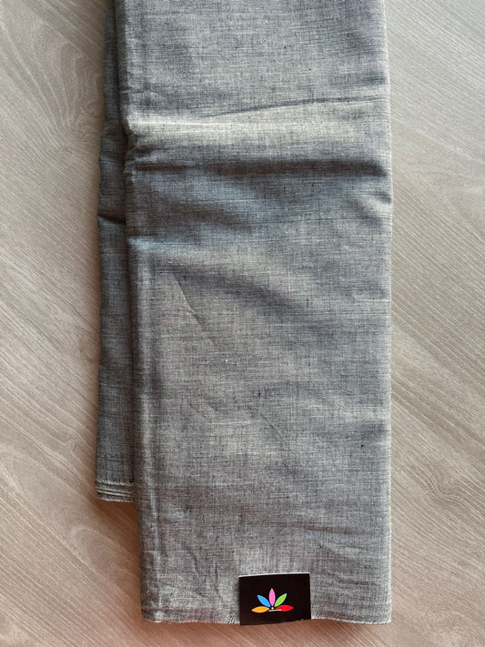 Double Tone (Gray/Off White) Solid Weave Bengal Soft Cotton Saree (Without blouse) -30919