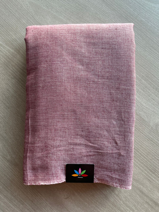 Double Tone (Muted Pink/Off White) Solid Weave Bengal Soft Cotton Saree (Without blouse) -30923