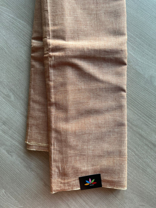 Double Tone (Beige/Off White) Solid Weave Bengal Soft Cotton Saree (Without blouse) -30924