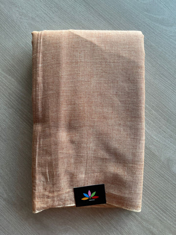 Double Tone (Beige/Off White) Solid Weave Bengal Soft Cotton Saree (Without blouse) -30924