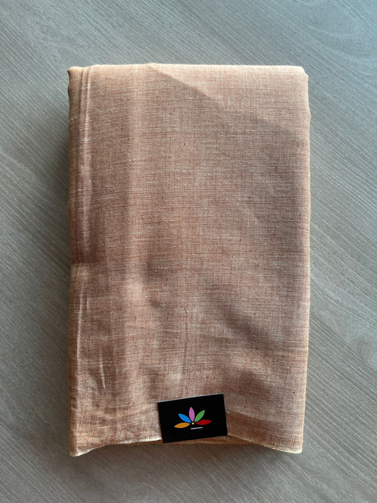 Double Tone (Beige/Off White) Solid Weave Bengal Soft Cotton Saree (Without blouse) -30924