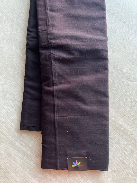 Double Tone (Deep Purple/Black) Solid Weave Bengal Soft Cotton Saree (Without blouse) -30925