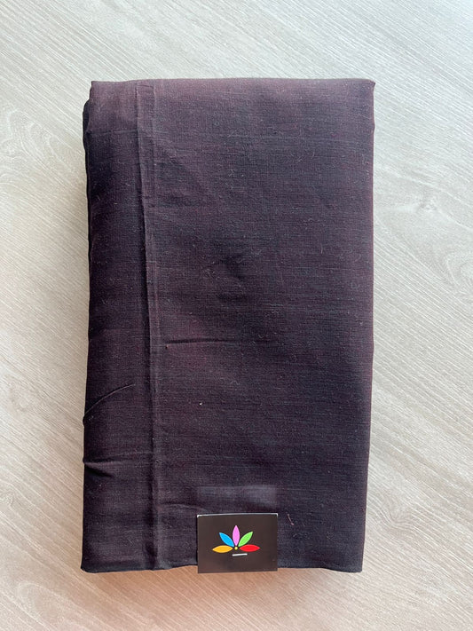 Double Tone (Deep Purple/Black) Solid Weave Bengal Soft Cotton Saree (Without blouse) -30925