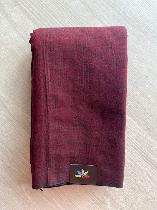 Double Tone (Maroon/Black) Solid Weave Bengal Soft Cotton Saree (Without blouse) -30928-30929