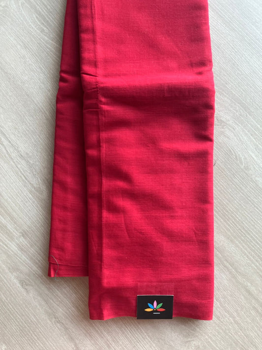 Bright Red Solid Weave Bengal Soft Cotton Saree (Without blouse) -30930-30931