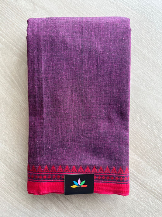 Double Tone (Purple/Black) Handloom Bengal Soft Cotton Saree (Without blouse) -31093-31094