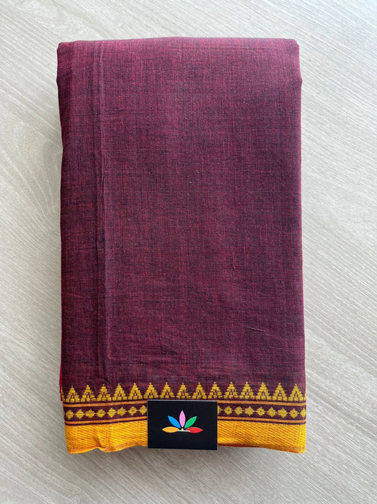 Double Tone (Maroon/Black) Handloom Bengal Soft Cotton Saree (Without blouse) -31096