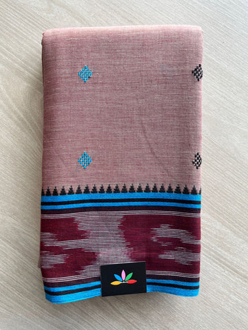 Double Tone (Dusty Mauve Pink/Off White) Handloom Bengal Soft Cotton Saree (Without blouse) -31100