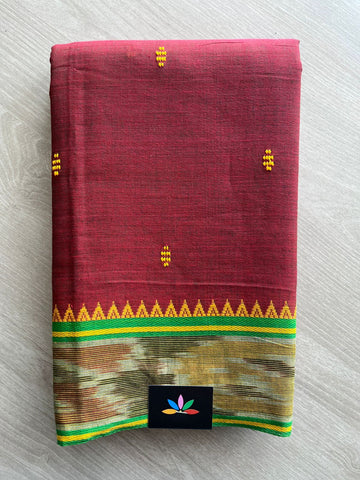 Double Tone (Maroon/Black) Handloom Bengal Soft Cotton Saree (Without blouse) -31101