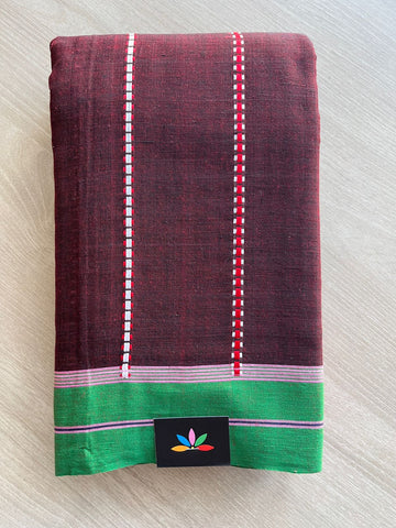 Double Tone (Maroon/Black) Handloom Bengal Soft Cotton Saree (Without blouse) -31111