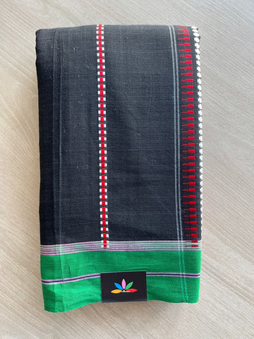 Black Handloom Bengal Soft Cotton Saree (Without blouse) -31112