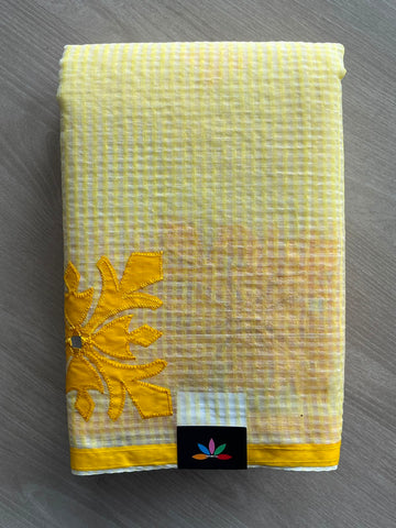 Appliqué work Kota Checks Saree (Without blouse) - 34036