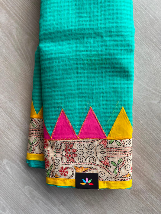Appliqué work Kota Checks Saree (Without blouse) - 34047