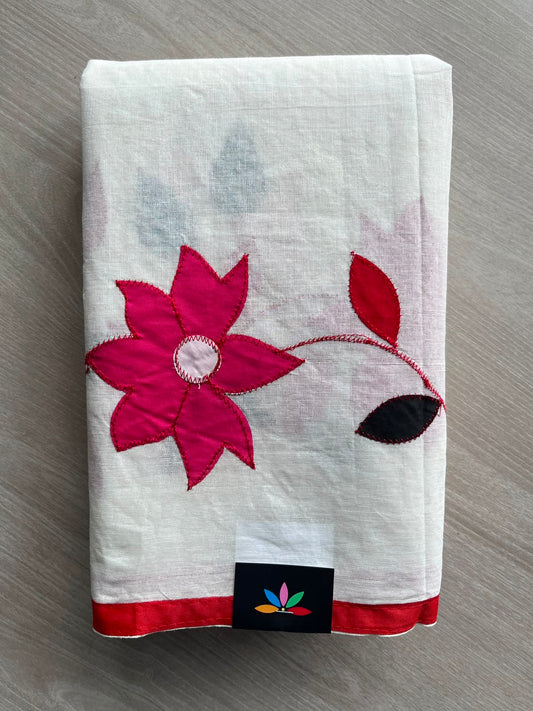 Appliqué work Bengal Cotton Saree (Without blouse) - 34052