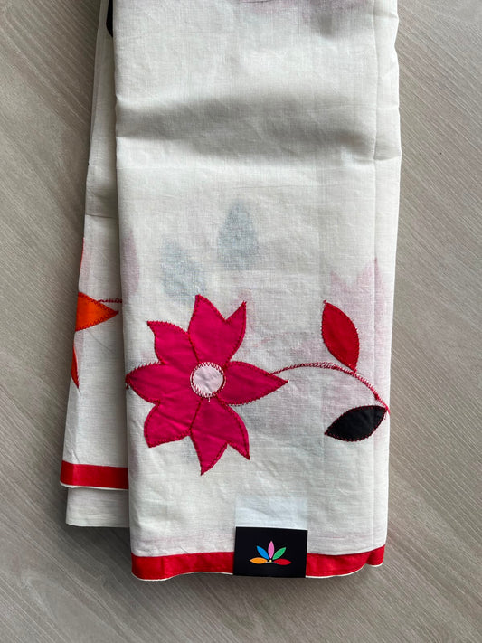 Appliqué work Bengal Cotton Saree (Without blouse) - 34052