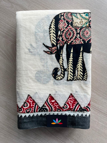 Appliqué work Bengal Cotton Saree (Without blouse) - 34068
