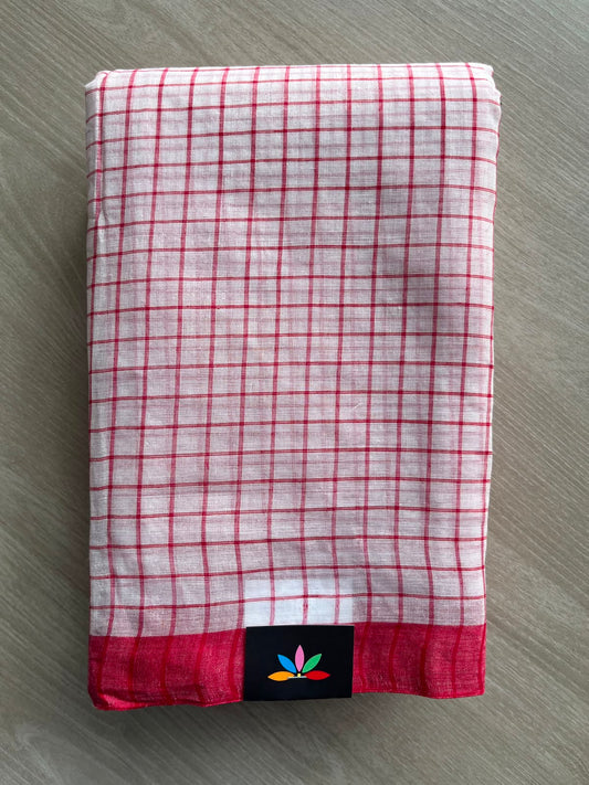 Checked Bengal Cotton Saree (Without blouse) - 34069-34070