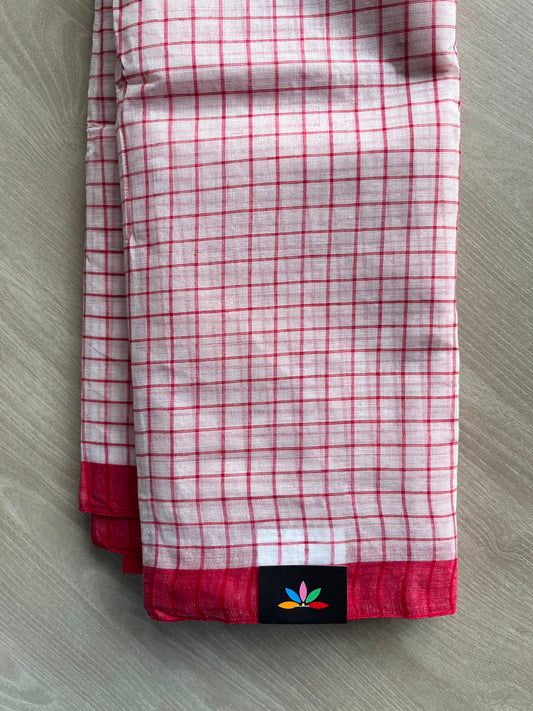 Checked Bengal Cotton Saree (Without blouse) - 34069-34070
