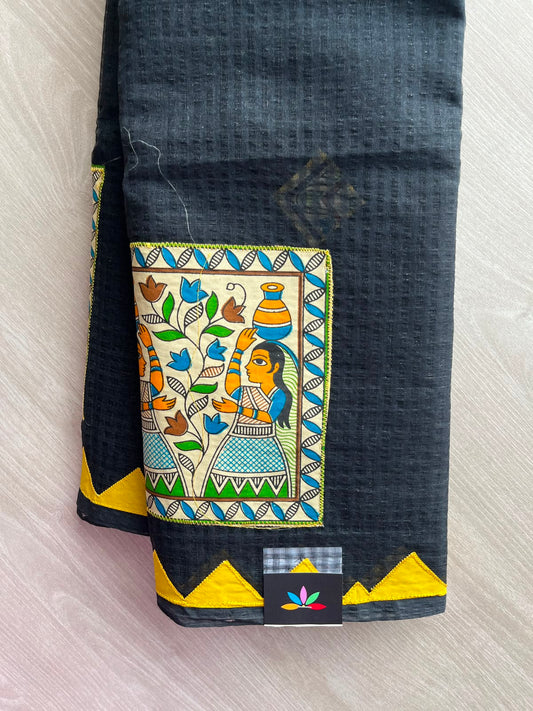 Appliqué work Kota Checks Saree (Without Blouse) - 34080