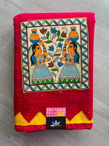 Appliqué work Kota Checks Saree (Without Blouse) - 34081