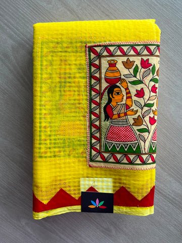 Appliqué work Kota Checks Saree (Without Blouse) - 34082