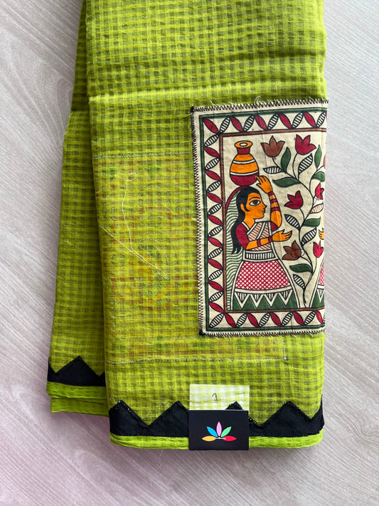 Appliqué work Kota Checks Saree (Without Blouse) - 34083