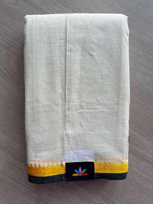 Contrast Border Plain Cotton Starched Saree (Without Blouse) - 34085-34086
