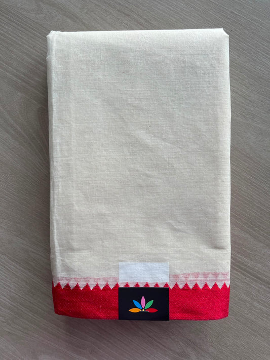 Contrast Border Plain Cotton Starched Saree (Without Blouse) - 34089-34090