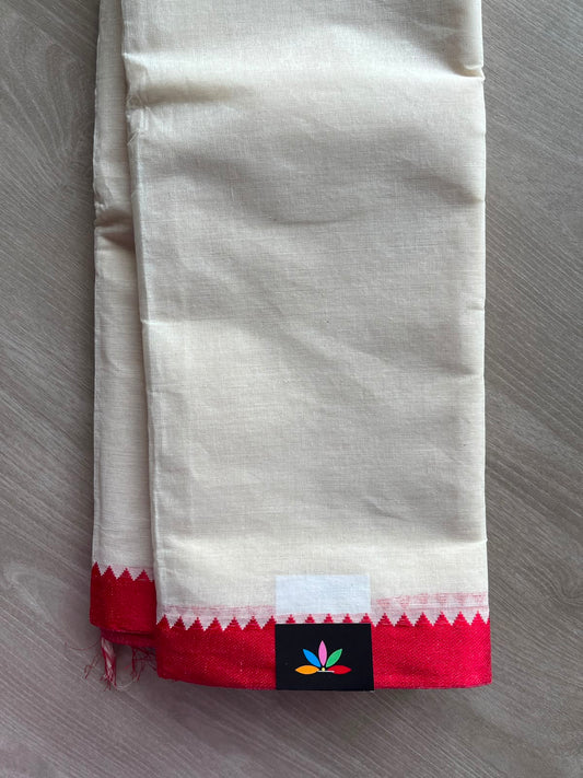Contrast Border Plain Cotton Starched Saree (Without Blouse) - 34089-34090