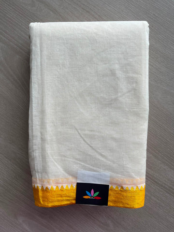 Contrast Border Plain Cotton Starched Saree (Without Blouse) - 34094