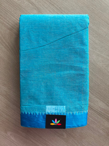 Contrast Border Plain Cotton Starched Saree (Without Blouse) - 34095