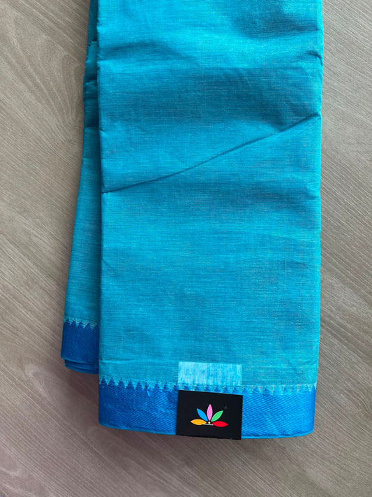 Contrast Border Plain Cotton Starched Saree (Without Blouse) - 34095