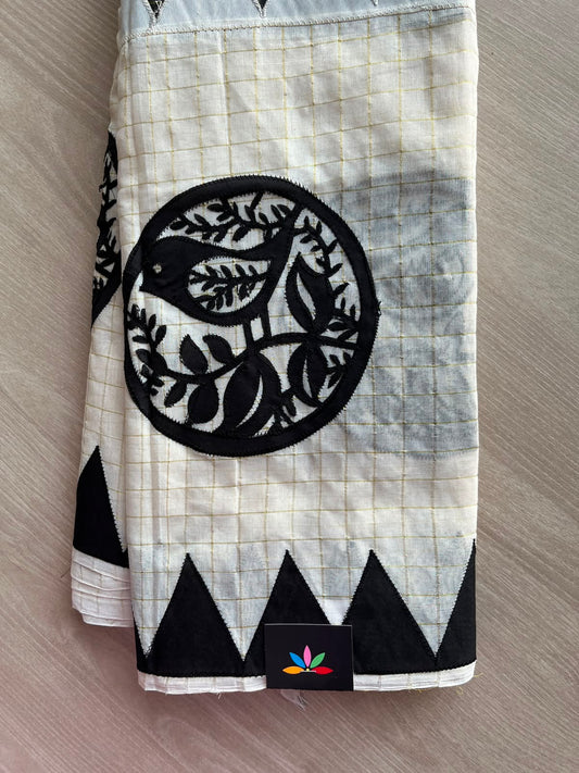 Appliqué work Bengal Cotton Saree (Without Blouse) - 34116-34117