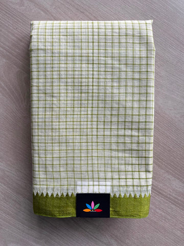 Checked Handloom  Starched Cotton Saree (Without Blouse) - 34148-34149