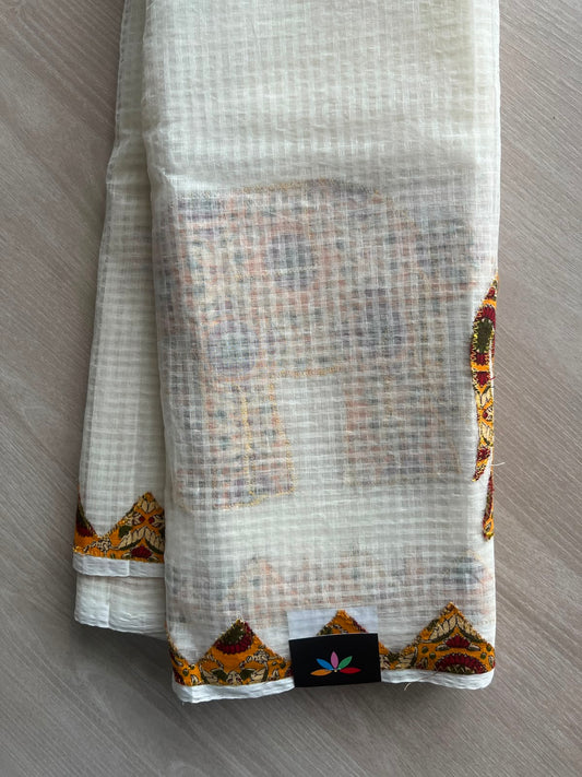 Appliqué work Kota Checks Saree (Without Blouse) - 34172