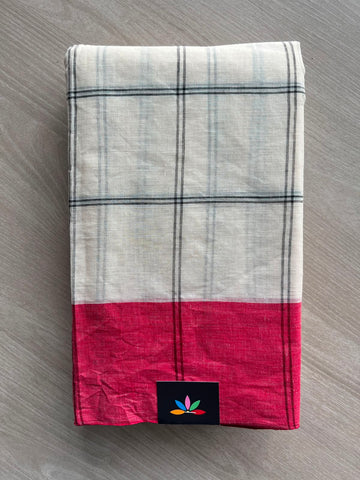 Checked Cotton Starched Saree (Without Blouse) - 34194-34196