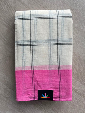 Checked Cotton Starched Saree (Without Blouse) - 34197-34199