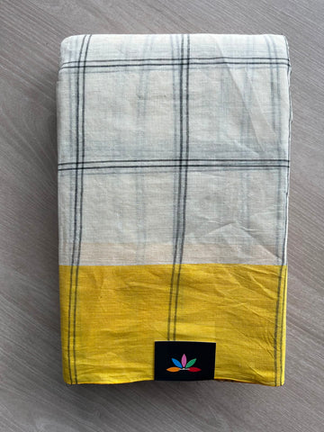 Checked Cotton Starched Saree (Without Blouse) - 34200-34201